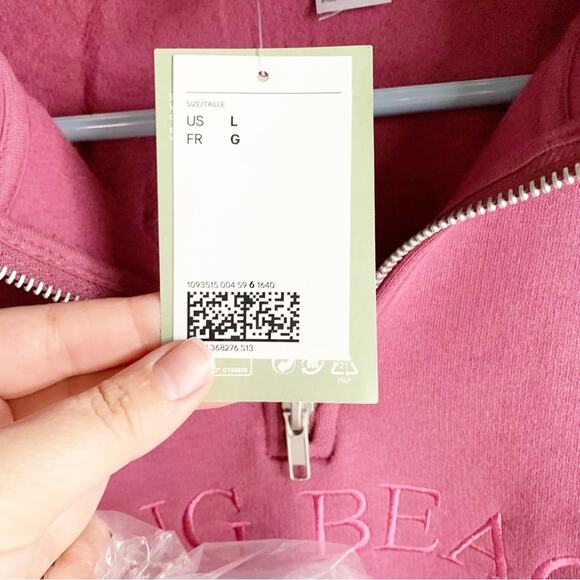 H&M Oversized Long Beach Spellout Half Zip Stand Up Collar Dropped Shoulder NWT - Picture 13 of 16